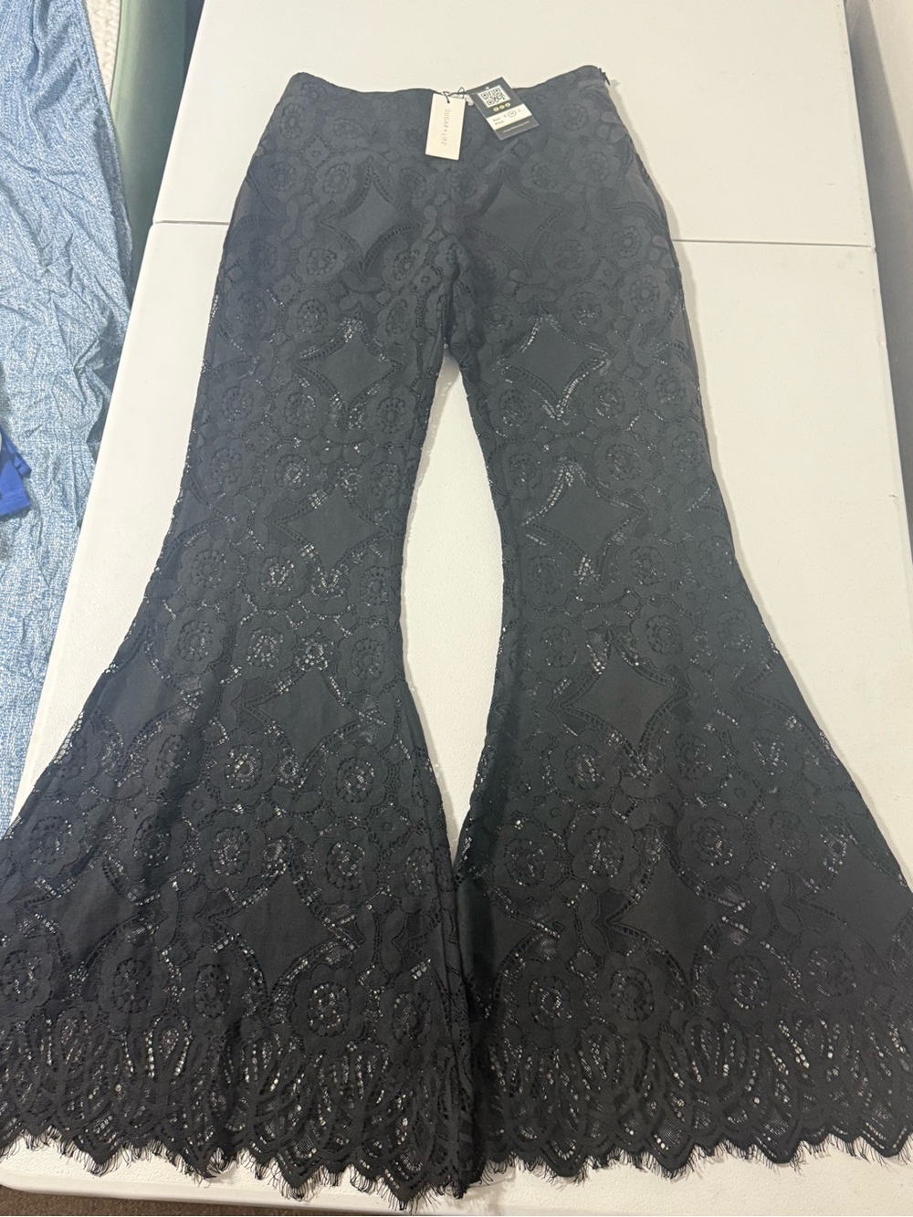 NWT Sugar + Lips Black Lace Wide Leg Flare Pants Size M